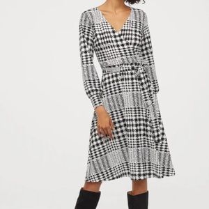 NWT Black & White Patterned Dress; H&M XL, ankle/floor length